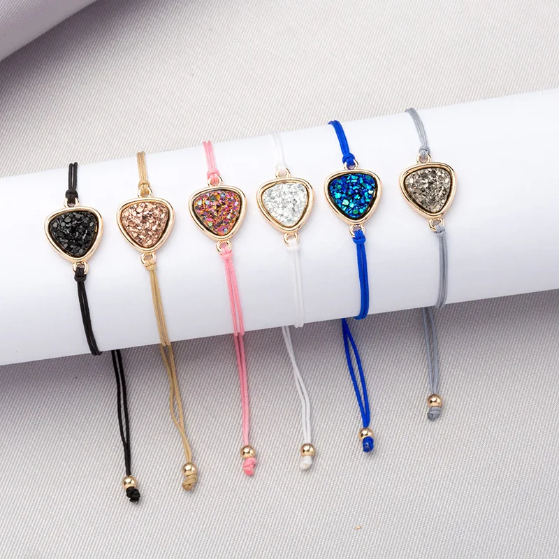 ZHOUYANG браслеты для женщин летний трендовый натуральный камень кластеры веревки красочные геометрические ручной работы ювелирные изделия KAH009