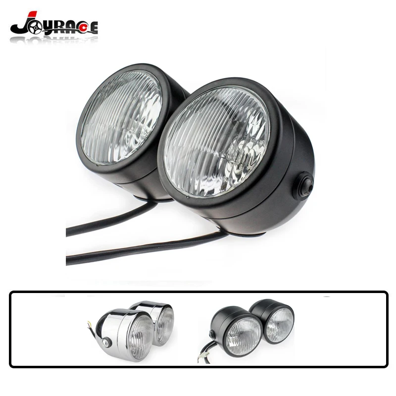 

Flashing Motorcycle Front Light H4 Dual Twin Headlight 60W/55W 12V Dominator Tracker Streetfighter Universal Motorcycle Flashers