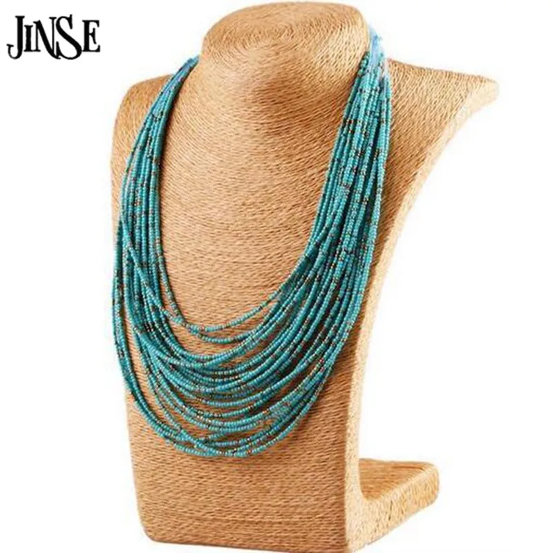 JINSE BLS098 новые ювелирные изделия винтажные Этнические женские бусы богемное ожерелье многослойное ожерелье каменные бусы массивное ожерелье