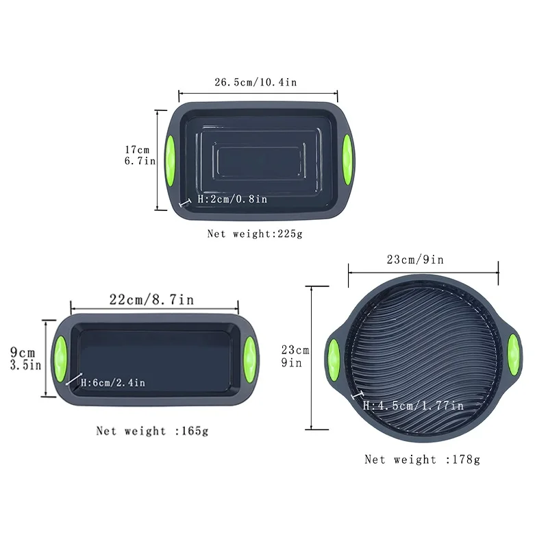 Комплект из 3 предметов силиконовый набор форм для выпечки Еда Класс Управление по санитарному надзору за качеством пищевых продуктов и медикаментов одобренный силиконовые формы круглая форма для кекса хлебный тост форма для хлеба 11x7. 5-дюймовый поднос для торта