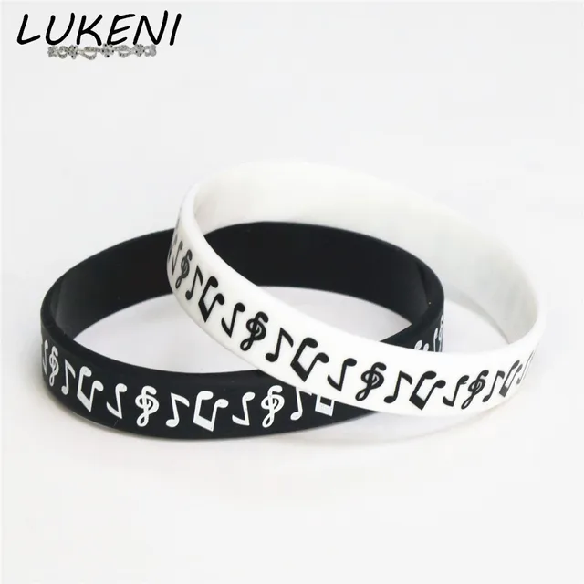 Lukeni 1pc New Design Ink Filled Logo Music Note Silicone Wristband Lukeni 1pc New Design Ink Filled Logo Music Note Silicone Wristband For Fans Black