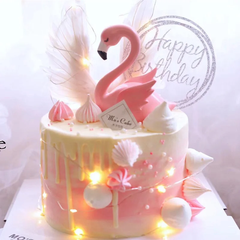 Топпер для торта, Розовый Фламинго, декор для свадьбы, вечерние принадлежности, сделай сам, домашний декор для торта, декор на День святого Валентина, подарок на день рождения, декор для торта