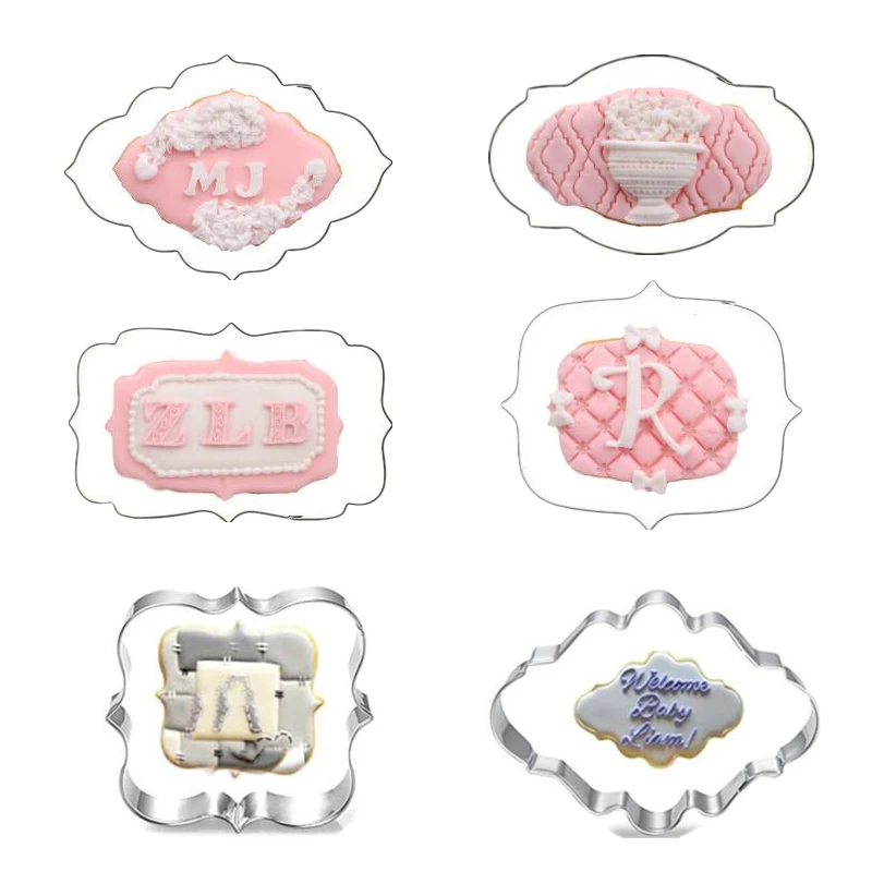 8 Designs Stainless Steel Cookie Cutter Vintage Plaque Frame Set Biscuit Mold Cake Decoration Kitchen Gadgets | Дом и сад