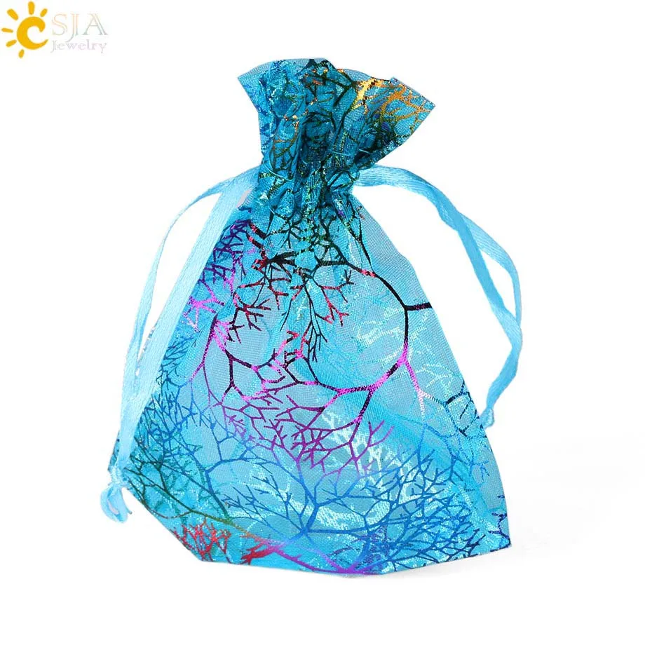 CSJA 10 шт. 12x9 см красочные сумки из органзы украшения для подарков мешки для упаковки ювелирных изделий Свадебная вечеринка сумка для подарков F478 - Цвет: A
