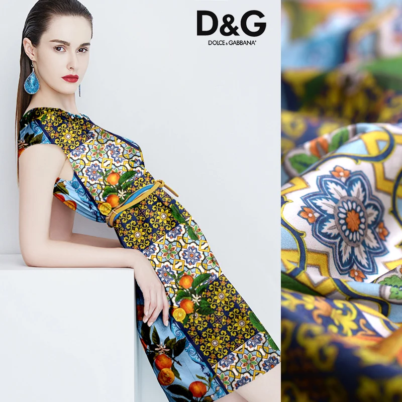 

The garden of Eden - stretch silk satin DG Du * new banner flower silk fabric