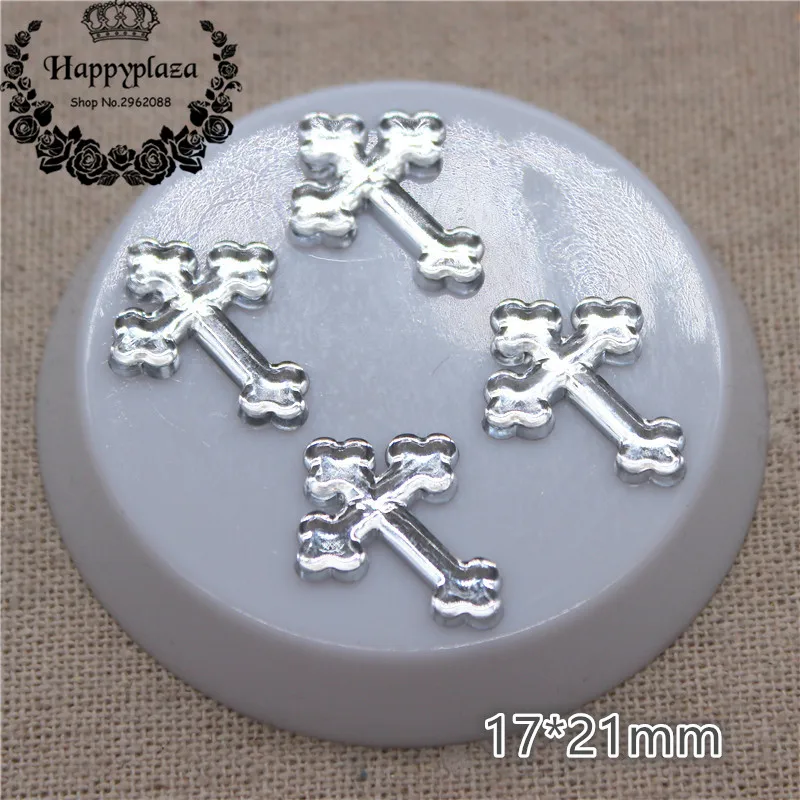 100pcs Mix Colors 17*21mm Acrylic Cross Charm Flatback Cabochon Embellishment Accessories DIY Craft Scrapbooking
