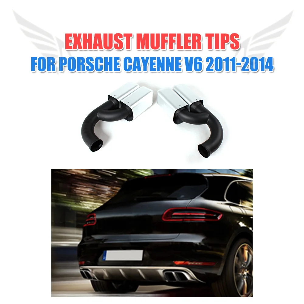 2pcs/set Stainless Steel Auto Car Exhaust Long Tips Square End Muffler