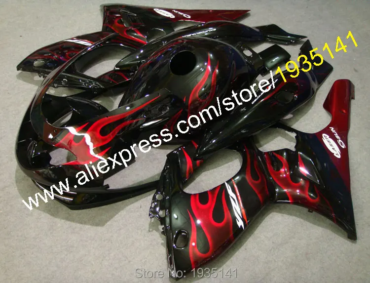 Red Flame Cowling For Yamaha Yzf600R 1997-2007 Thundercat YZF-600R Motorbike Black Bodywork Fairing Yzf 600R 97-07 | Автомобили и