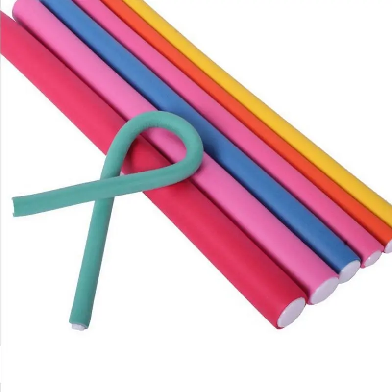10pcs Soft Foam Sponge DIY Styling Hair Rollers Flexible Curler Bendy Twist Curls Tool Random Color