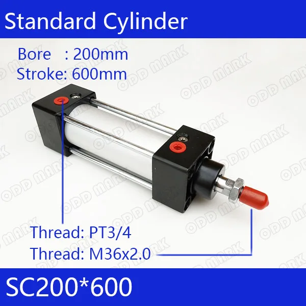 SC200*600 200mm Bore 600mm Stroke SC200X600 SC Series Single Rod Standard Pneumatic Air Cylinder SC200-600