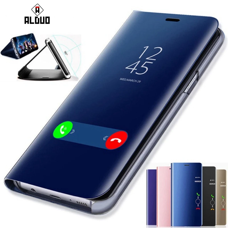 Clear View mirror flip case for samsung galaxy s9 s8 plus s6 s7 edge note 5 8 cover A3 J3 A5 J5 A6 A7 J7 2017 A8 J6 s9 plus 2018