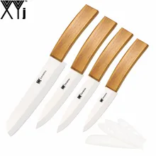 

XYj Brand 3" 4" 5" 6" Bamboo Handle Ceramic Knife Top End Paring Utility Sciling Serrated Bread Kitchen Knife 4 Pcs Set Hot Sale
