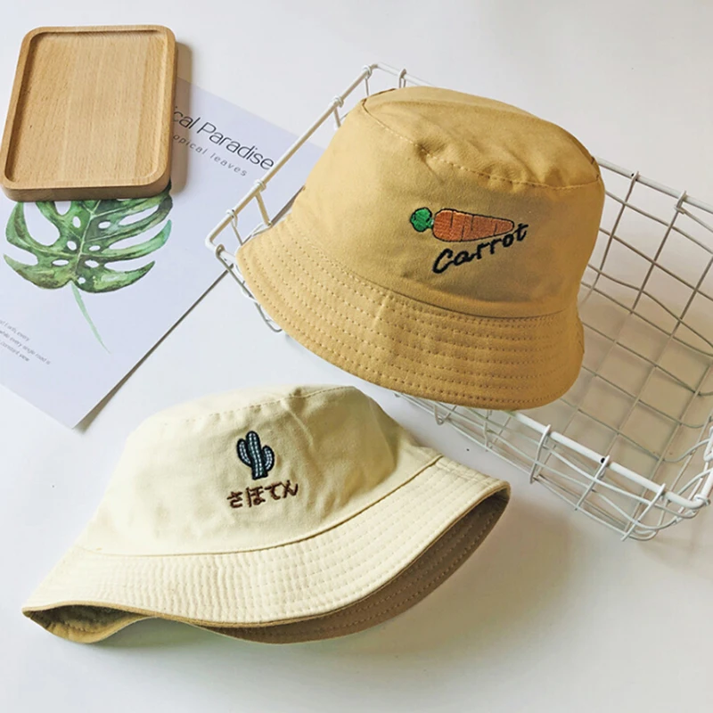 

Comfortable Fisherman Hat Plain Solid Bucket Hats Men Reversible Two Sides Can Wear Cotton Sun Bob Cap