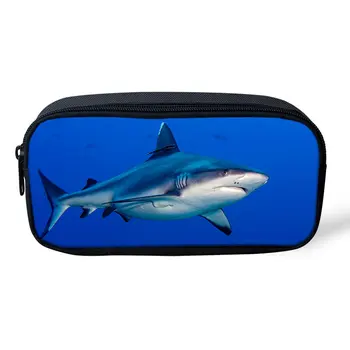 

THIKIN Animals Sharks Print Women Makeup Bag Polyester Pencil Case Children School Supplies Kids Stationery Cosmetic bag Custom