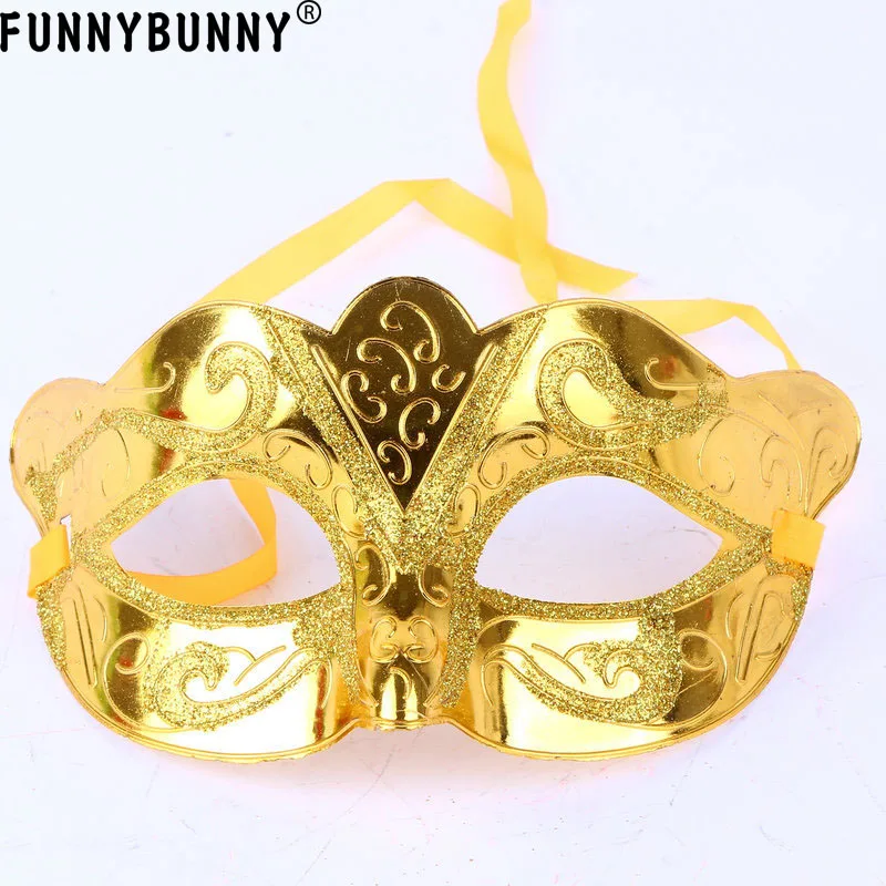

FUNNYBUNNY Gold Shining Plated Party Mask Wedding Props Masquerade Mardi Gras Mask Mardi Gras Party Supplies Masks