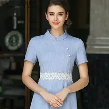 Спа тайская Массажная Униформа косметолога салон красоты красивая официантка Красивая Клиническая Униформа Женская медицинская одежда платья DD1067