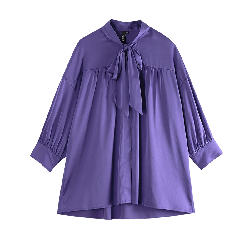 Toyouth, корейский стиль, шифоновая женская блузка на шнуровке, воротник три четверти, рукав с буфами, для работы, Офисная Женская блузка, рубашка