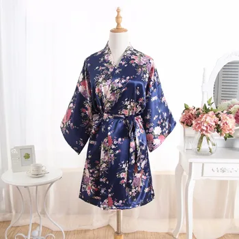 

2018 New Arrival Satin Kimono Robe Dressing Gowns for Women Print Bridesmaid Robes Sexy Sleepwear Nightdress Nightie Plus Size