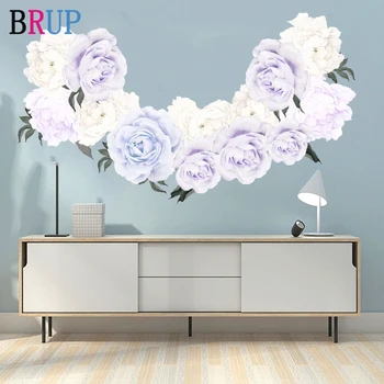 

Large Size Purple Blue Beautiful Poeny Flowers Wall Stickers for Living Room Wall Decal Baby Nursery Murals Wall Decor Poster