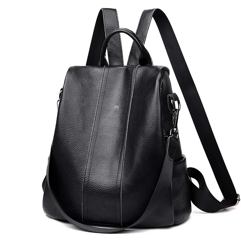 

genuine cow leather women backpack purse 2019 anti-theft design women backpack female rucksacks women shoulder bags mochila feme