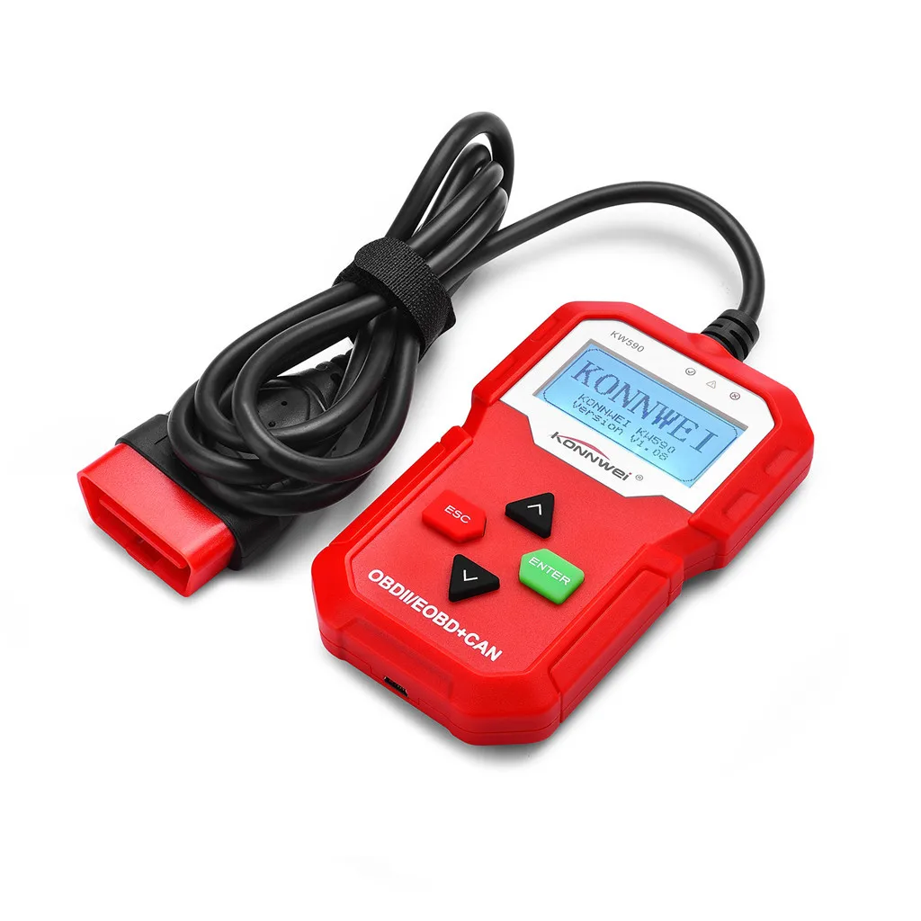 OBD OBD2 диагностический Автомобильный сканер KW590 по каналам OBDII/EOBD(система бортовой диагностики, 12 V может считыватель кода поддержка компьютерных Системы протокол