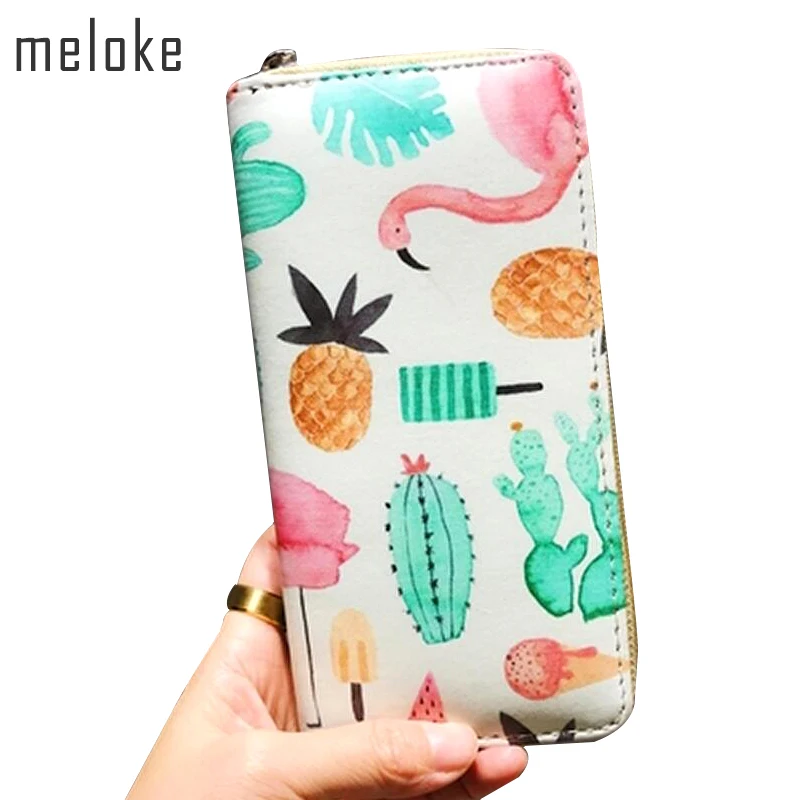 

2020 high quality women leather clutch wallets brand printing flamingo purse 12 styles to choose card holder MN169