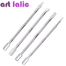 4 pcs / Lot dissolvant de cuticules en acier inoxydable Double face doigt peau morte pousser ongles cuticules poussoir manucure outil de soin des ongles