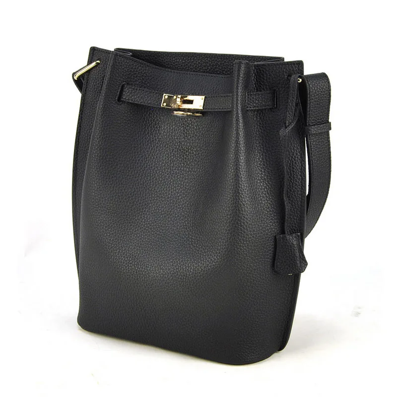 

Fashion Genuine Real Cowhide Leather Bucket Women Handbag Shoulder Designer Purse Cross Body Satchel Hobo Messenger Lady Bag