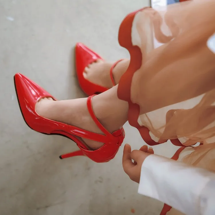 

Big Size 11 12 13 14 15 ladies high heels women shoes woman pumps Package the heel Package toes Fine with Pointed buckles