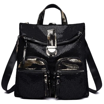

NEW-Women'S Backpack Fashion Trend Sequins Backpack Casual Wild Multi-Purpose Travel Backpack Soft Large Capacity Bag