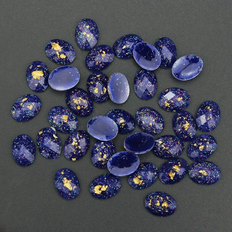 Ue A10 шт./партия 3D нейл-арта украшения темно-голубым полимерным камнем в форме эллипса с золотым Фольга, сделай сам, блестящие, инструменты для ногтей, PJ187