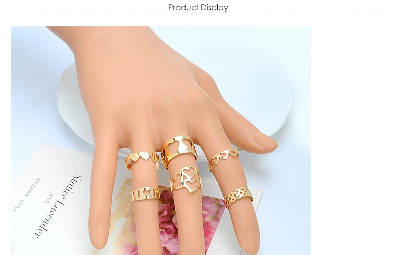 AYAYOO New 6 pcsset Vintage Gold Color Ring Sets Antique Hollow Midi Finger Rings for Women Turkish Party Boho Knuckle Ring (1)