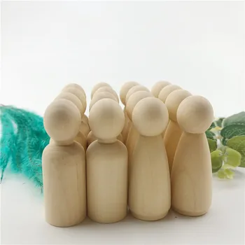 

20Pcs Men Woman Mixed Plain Blank Natural Wood People Peg Dolls Kids DIY Waldorf Toy Blocks Educational Toy for Children Gifts