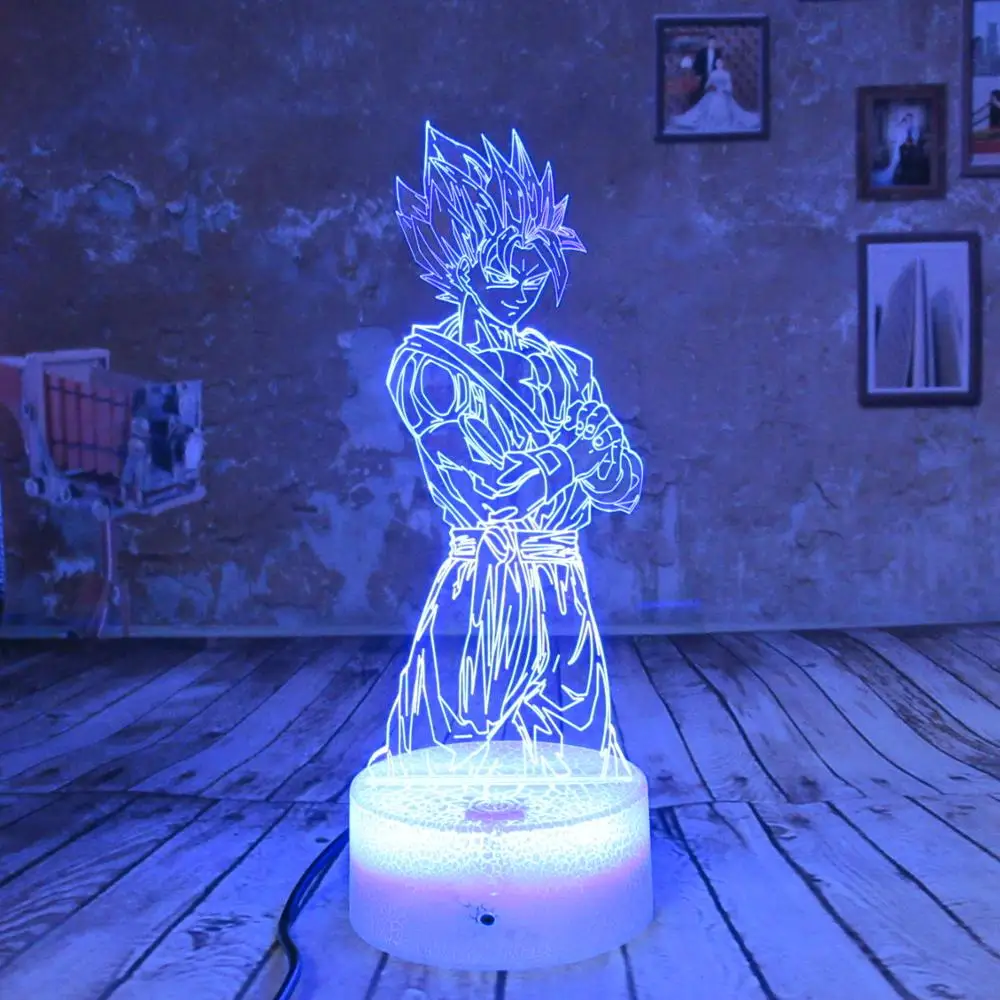 Dragon Ball Z Super Saiyan God Goku экшн фигурки 3D настольная лампа 7 цветов меняющая