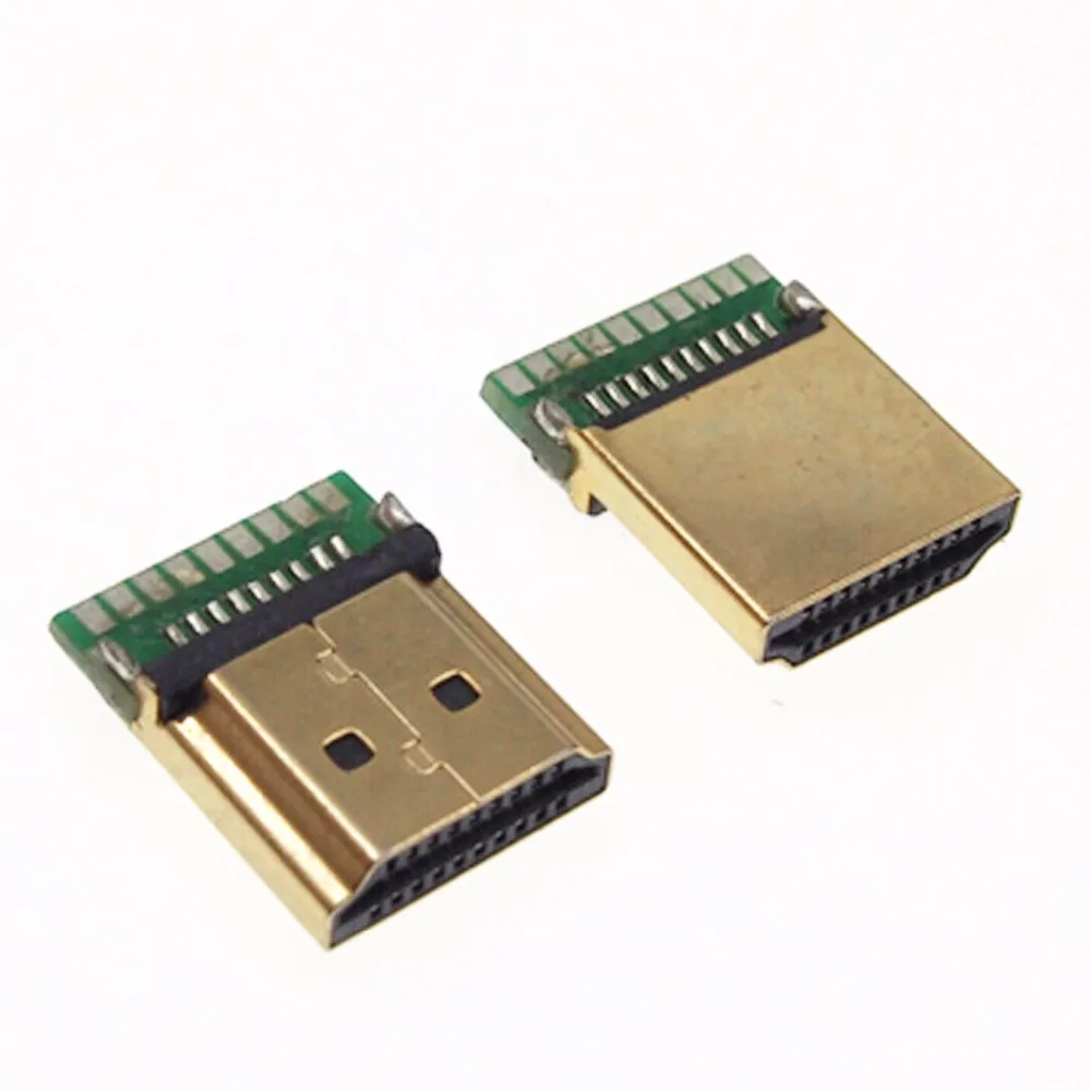 30pcs/lot Gold Plated HDMI A Type Male Plug Connector with PCB Board