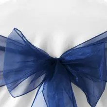 100 шт темно-синего цвета органза стул пояса лук для свадьбы/вечерние банкетные украшения для стульев Свадебные вечерние перевязь