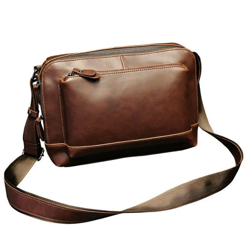 

Men's single shoulder Messenger bag soft PU material British trendy retro style high quality large capacity design