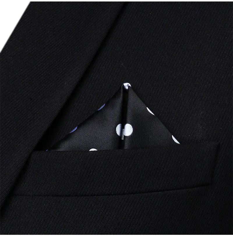 Платок классический свадьбу be04ws в черный горошек геометрический двойной Сторона Боути Для мужчин Шелка Самостоятельная галстук-бабочку Hanky комплект