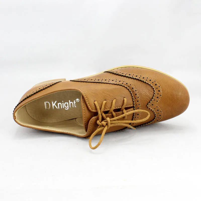 Round Toe Lace Up Women Flat Oxford Shoes Size 34-43 Vintage Carved Oxford For Women Ladies Oxfords
