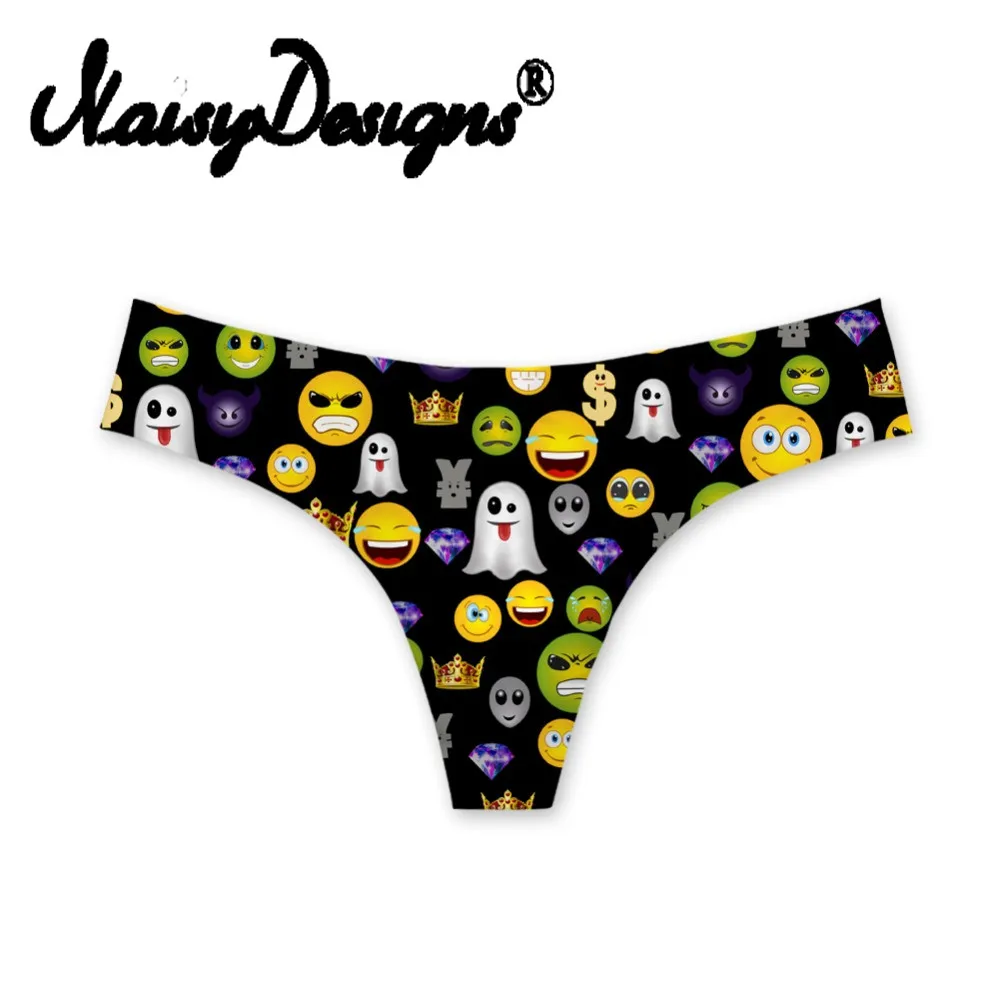 NoisyDesigns Emoji Smiley Women's Underwear Panties Sexy Briefs Female