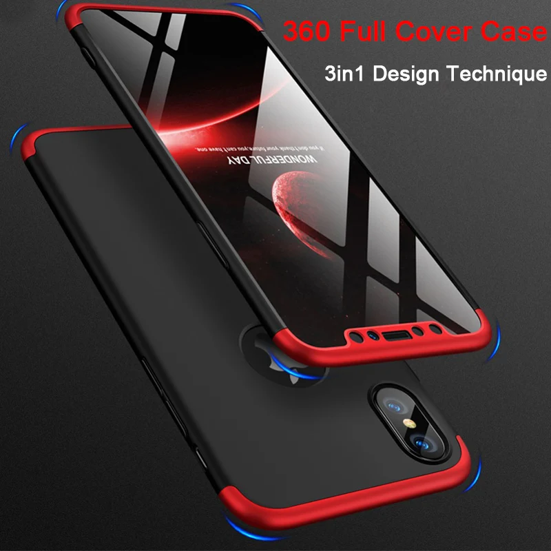 

360 Degree Full Cover Case for iPhone X Xs Max 3 in 1 Matte Hard Smooth 3in1 Original Case for iPhone 7 8 6s 6 Plus XR 5 5s SE