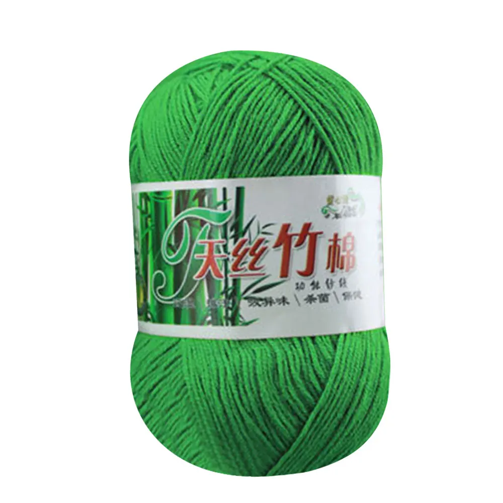 Пряжа вязаный шарф перчатка для шитья DIY нить бамбуковый хлопок 50 г мягкая многоцветная камвольная ткань ручной работы домашнего искусства - Цвет: 14 grass green