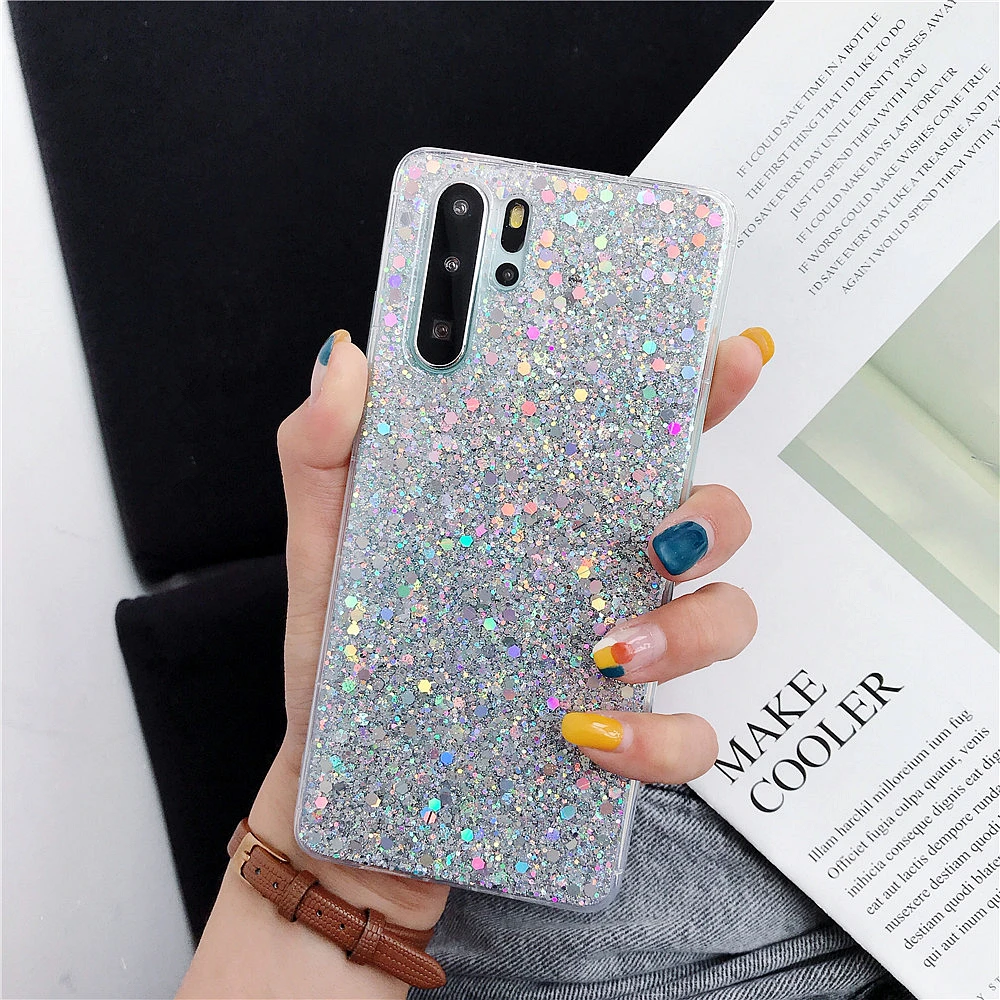 Силиконовый чехол с блестками и кристаллами для телефона Huawei P Smart P30 P20 Pro P10 P8 P9 Lite