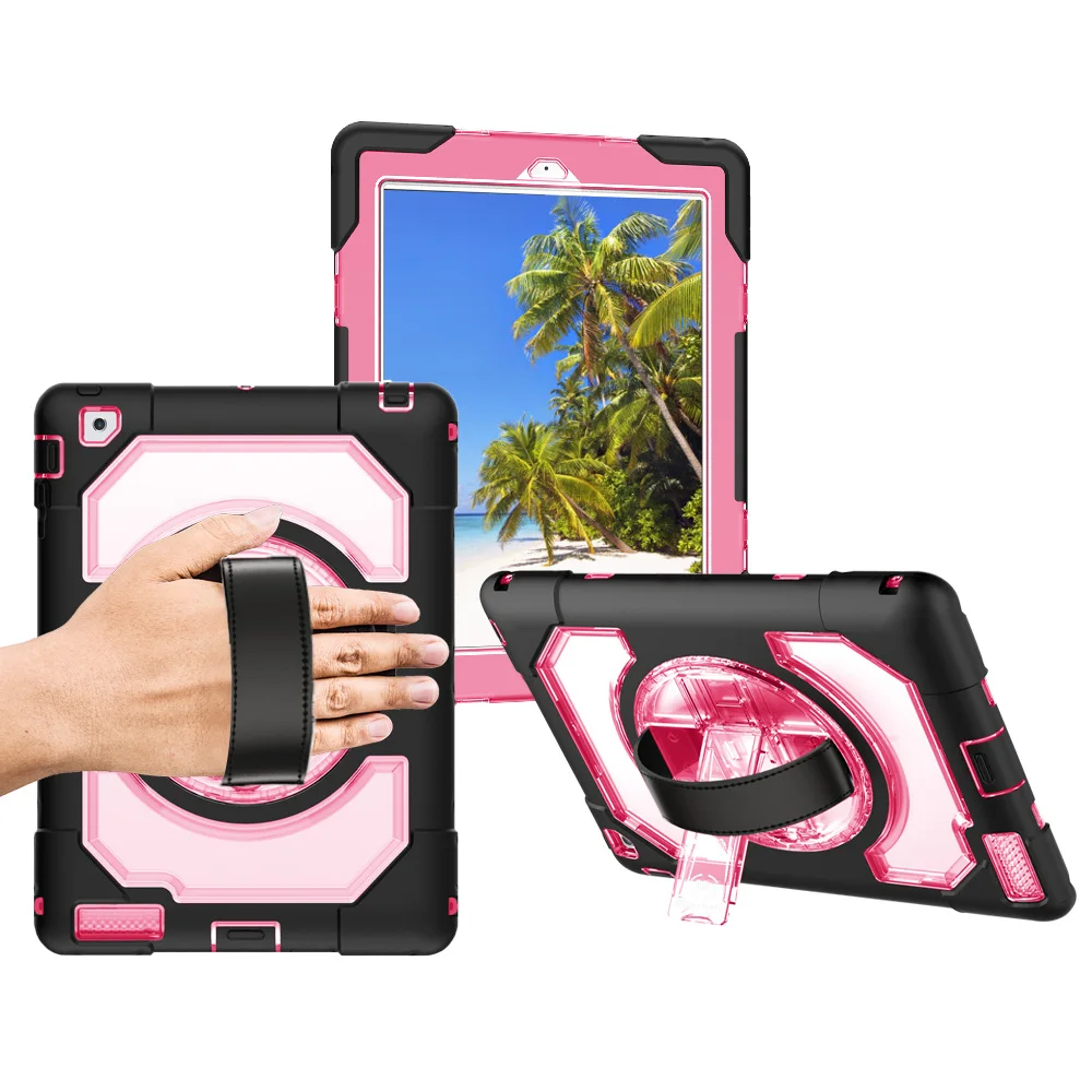 

For iPad 2/3/4 Miesherk Case Casual Style Anti-Fingerprint Shockproof Tablet Case with 360 Rotating Leather Hand Strap + Stand