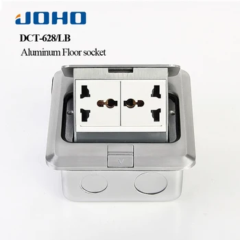 

JOHO Aluminum Alloy Panel Socket Fast Pop Up 6 Hole Floor Socket Box With Double Universal Sockets 250V 10A Electrical Outlets