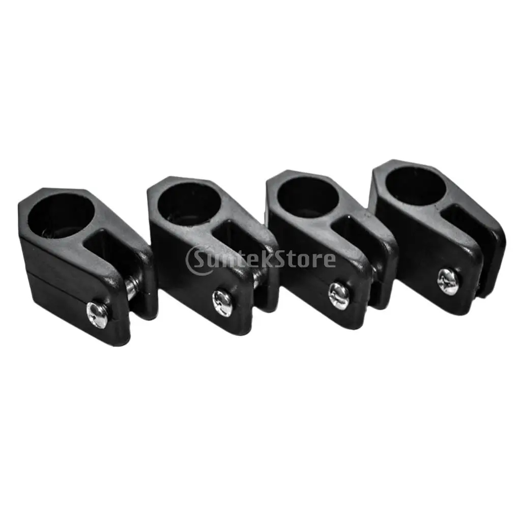 16 Pieces/Set Durable Black Nylon Marine Boat Deck Hinge Jaw Slide Eye End Cap Fitting Hardware Accessories for 4 Bow Bimini Top