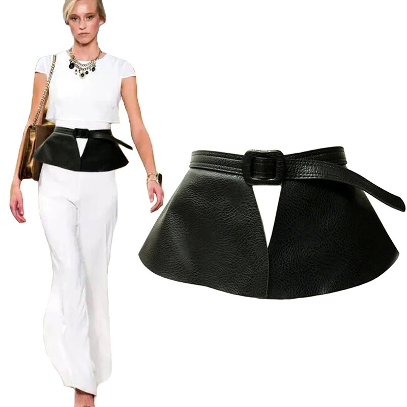 

New style leather skirt flounced wide belt decorated girdle women wild female belt Cummerbund Decoration Corset Belt Strap
