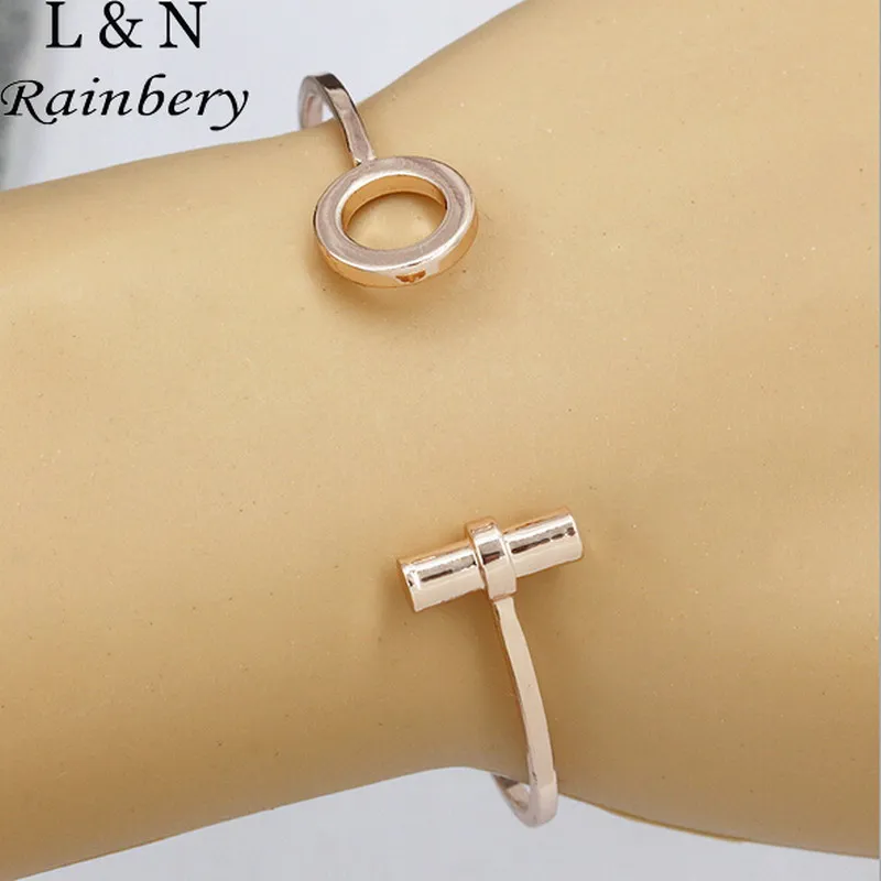 Rainbery Statement OT Cuff Bracelets For Women Bijoux New Fashion Jewelry Bracelets & Bangles Rose Gold Plated Love Gift