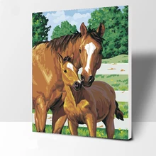 Лошади животные DIY цифровая картина маслом по номерам Европа абстрактная хлопковая картина для гостиной Настенная картина без рамки 40x50