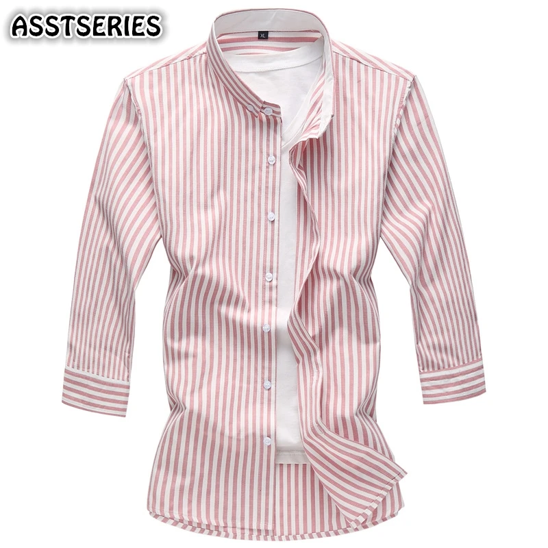 New Arrival Men Shirt Brand Three Quarter Sleeve Casual Shirt Plus Size
